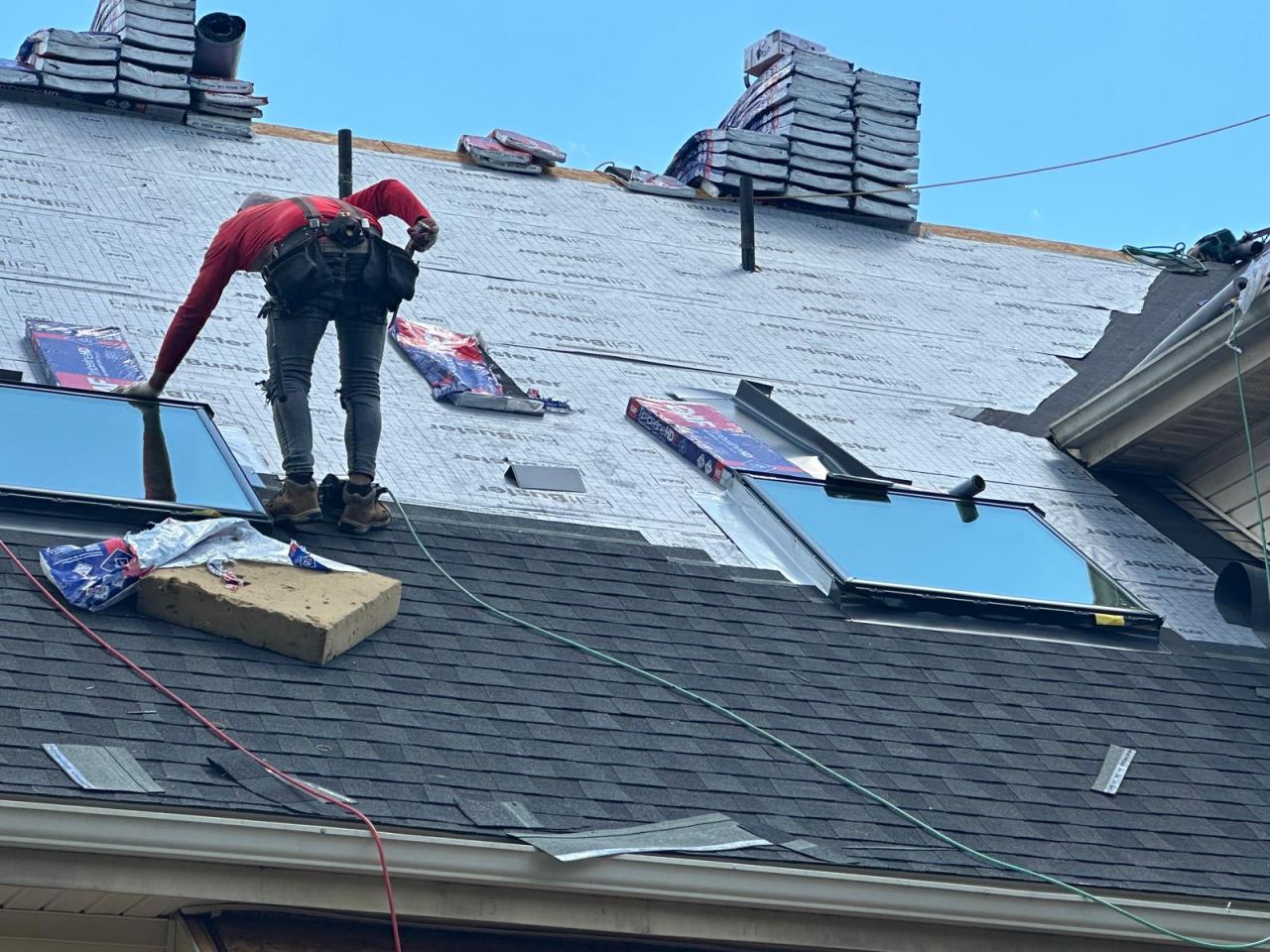 Professional roofing replacement in progress on a residential home in Mountainside, NJ.